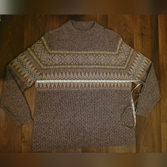 Vtg Woolrich fair isle textured cable mixed knit sweater Women's XL dusty plum - Picture 8 of 9